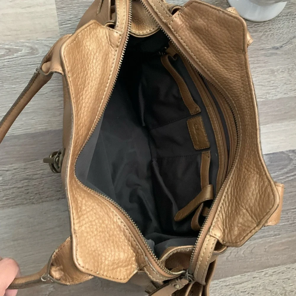 Cole Hann Gold metallic Tan Leather Handbag - Picture 5 of 9